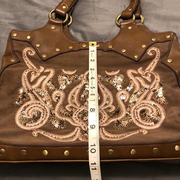 The Limited Brown Embroidered Sequin Purse Boho Retro Y2K - Picture 8 of 8